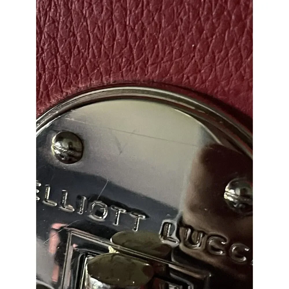 ELLIOT LUCCA Leather Clutch Detachable‎ Chain Handle Coral Handbag Night Out